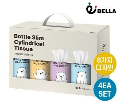 디지웰  원통형 휴대용 슬림 티슈 4P 세트